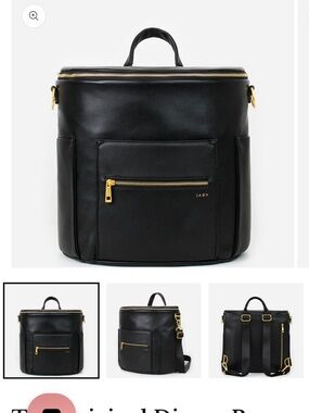 Fawn Design Black Leather Backpack with Gold Hardware